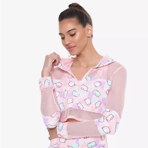 Pusheen Activewear Crop Jacket Zippered With Mesh Panels Size Medium